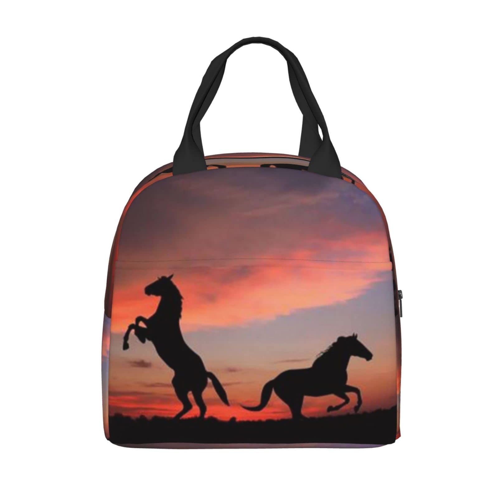 PrelerDIY Sunset Horse Insulated Lunch Box for Kids - Reusable Thermal Lunch Bag for Boys & Girls, Perfect for School, Camping, Hiking, Picnic, Beach & Travel - Ideal for Keeping Meals Fresh On-The-Go