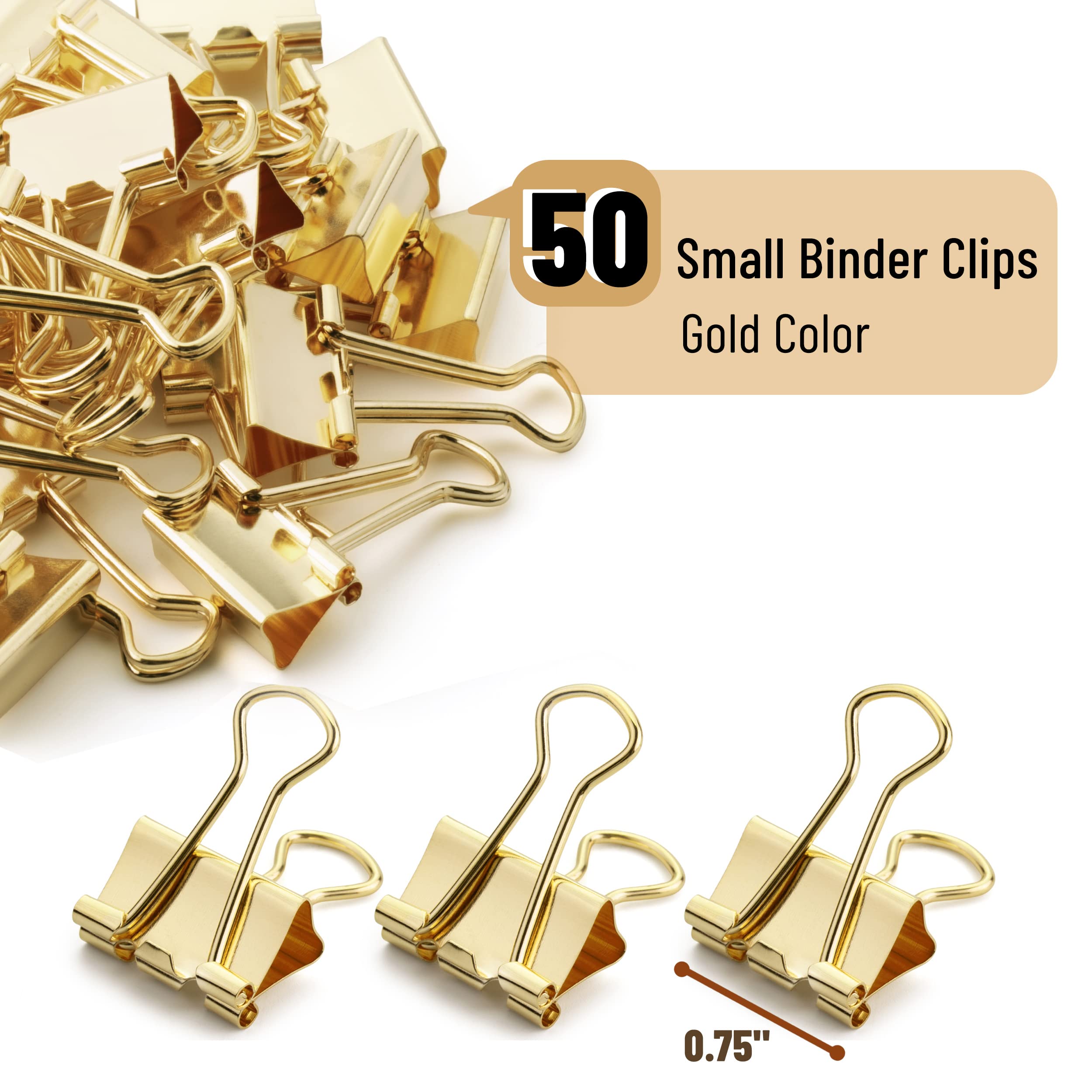 Mr. Pen Small Binder Clips 50-Pack, 0.75 Inch Gold Mini Paper Clips for Office Documents, School Projects, Crafting & Organizing - Micro Binder Clips for Files, Photos, Notes & Bulletin Boards