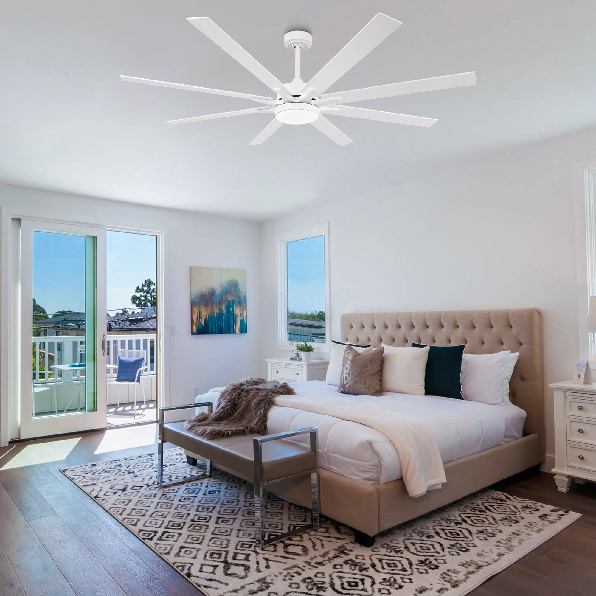 65 Inch Teresa Modern Double Sided Blades Ceiling Fan with Remote Control & LED Light - Perfect for Living Room, Bedroom and Outdoor Patio Cooling