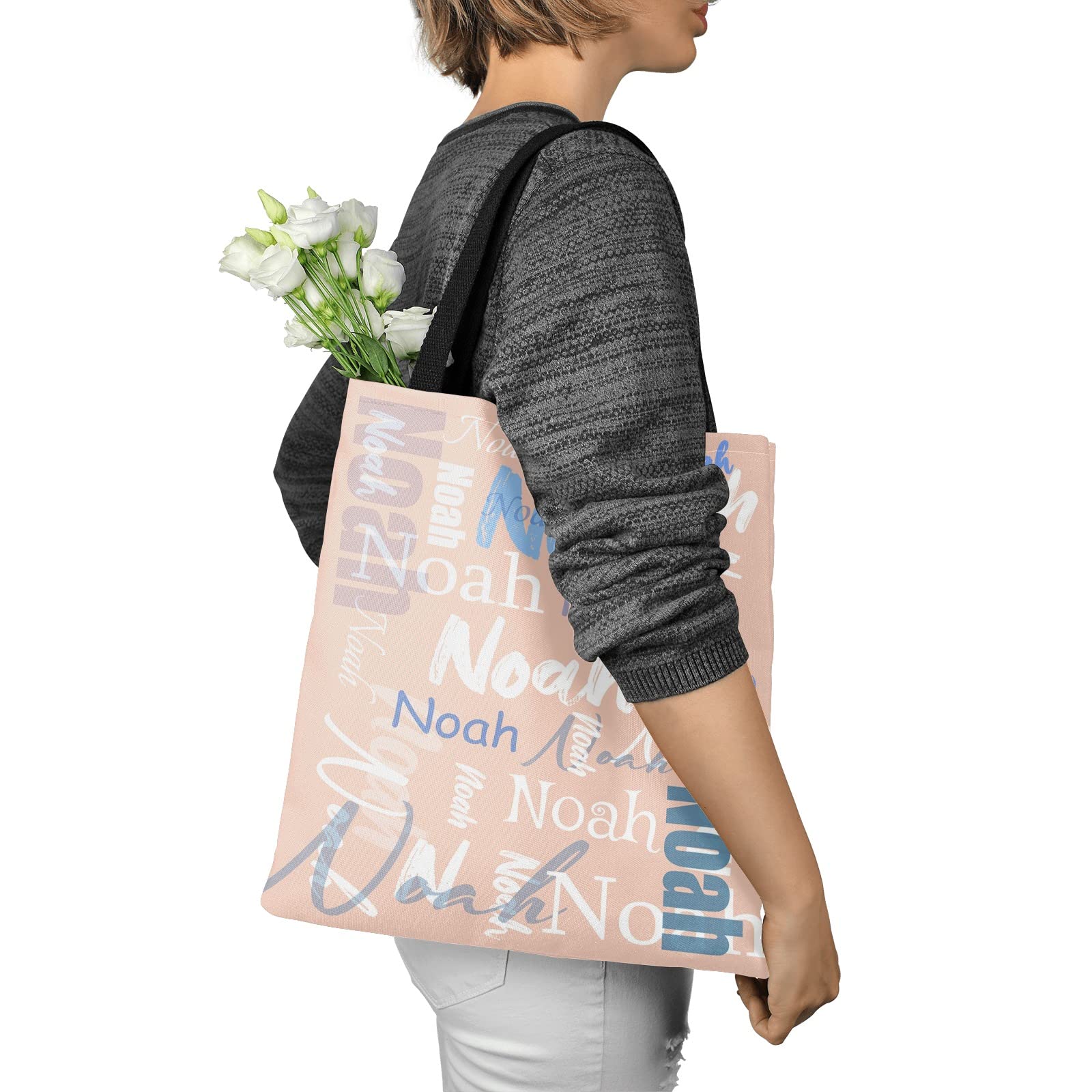 Custom Personalized Tote Bags for Women - Monogrammed Name Tote Bag Gift for Birthday, Christmas & Valentine's Day - Perfect for Shopping, Beach & Everyday Use