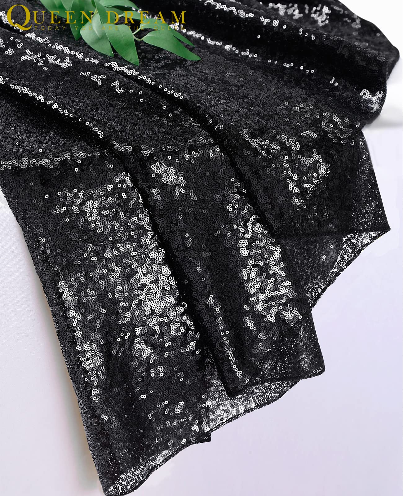 9ft Black Sequin Table Skirt for Round, Rectangle & Square Tables - Perfect for Birthday Parties, Baby Showers & Home Decor