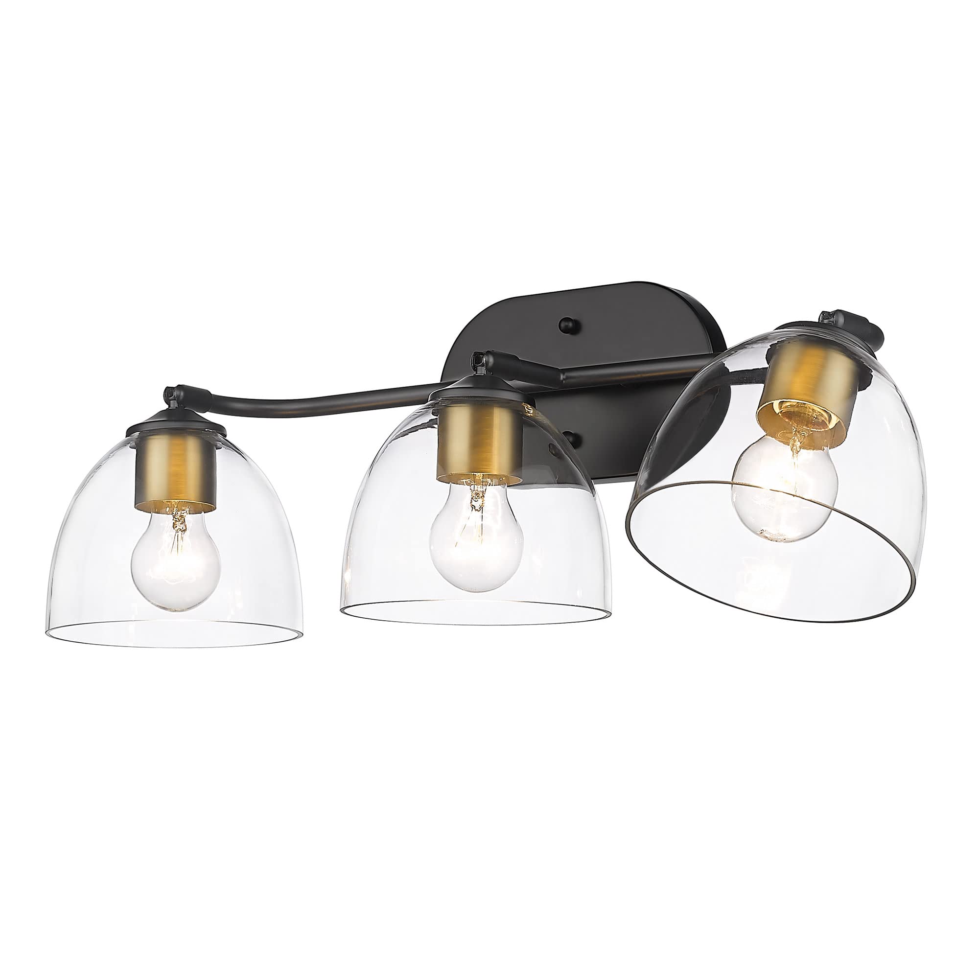 Roxie 3-Light Vanity Light in Matte Black with Clear Glass - Perfect for Bathroom, Bedroom & Dressing Room Makeup Lighting