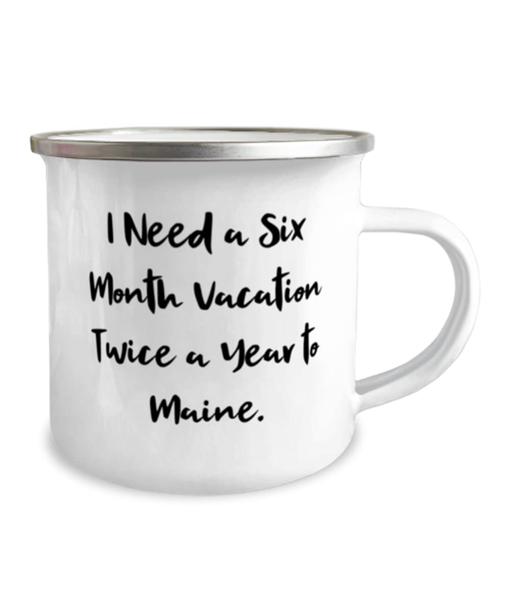 Funny Maine Vacation Gifts - 12oz Cute Camper Mug for Coffee & Tea Lovers - Perfect for Camping, Road Trips & Holiday Presents