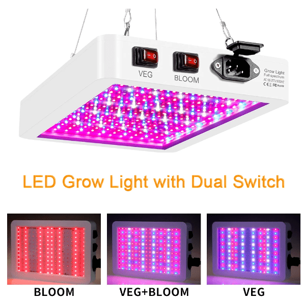 1000W Full Spectrum LED Grow Light for Hydroponics with Veg & Bloom Switch - Indoor Plant Growing Lamp for Vegetables, Flowers & Herbs | Model 48537S