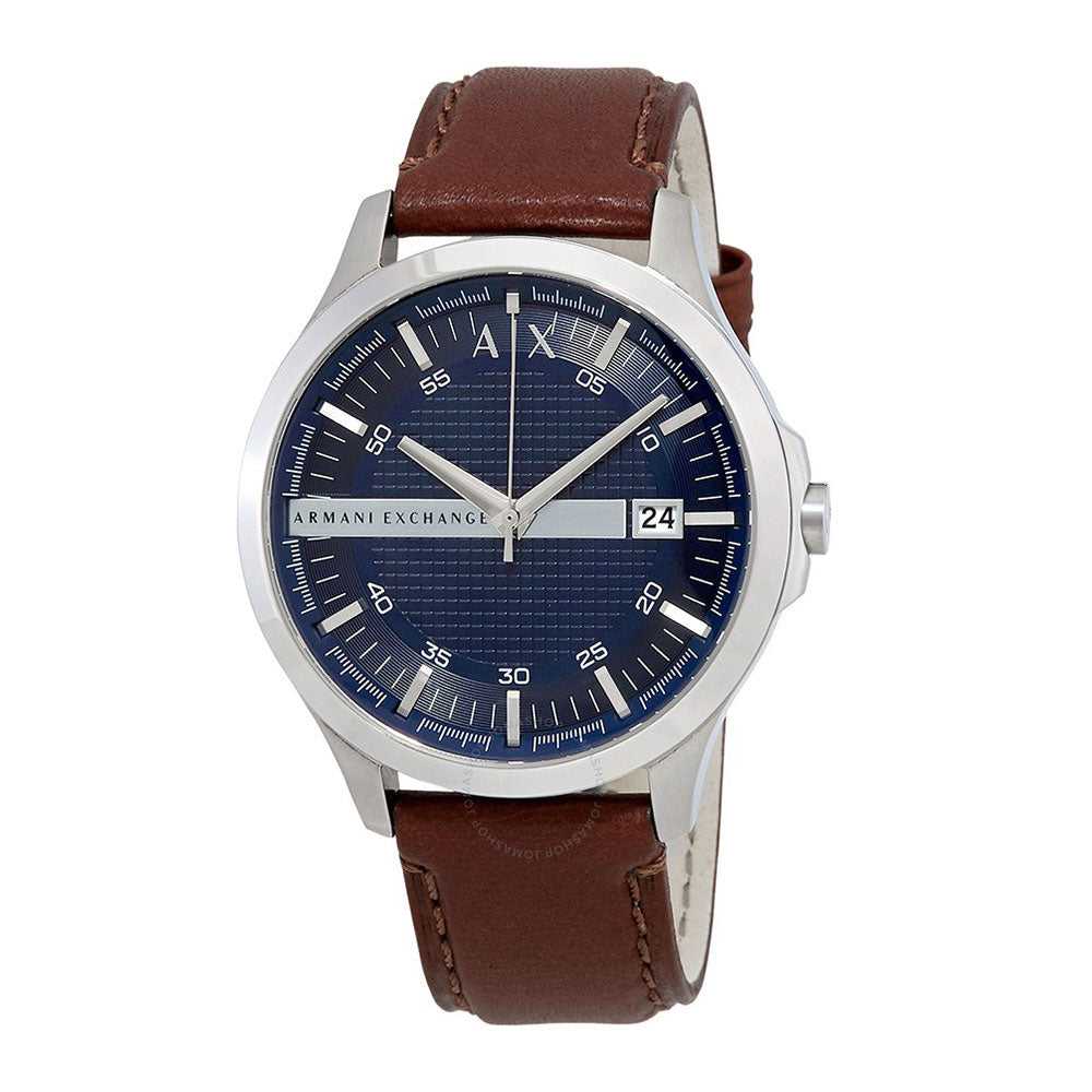 ARMANI EXCHANGE AX2133 Men's Stainless Steel Watch with Brown Leather Strap - Quartz Analog Silver Dial for Business, Casual & Formal Wear