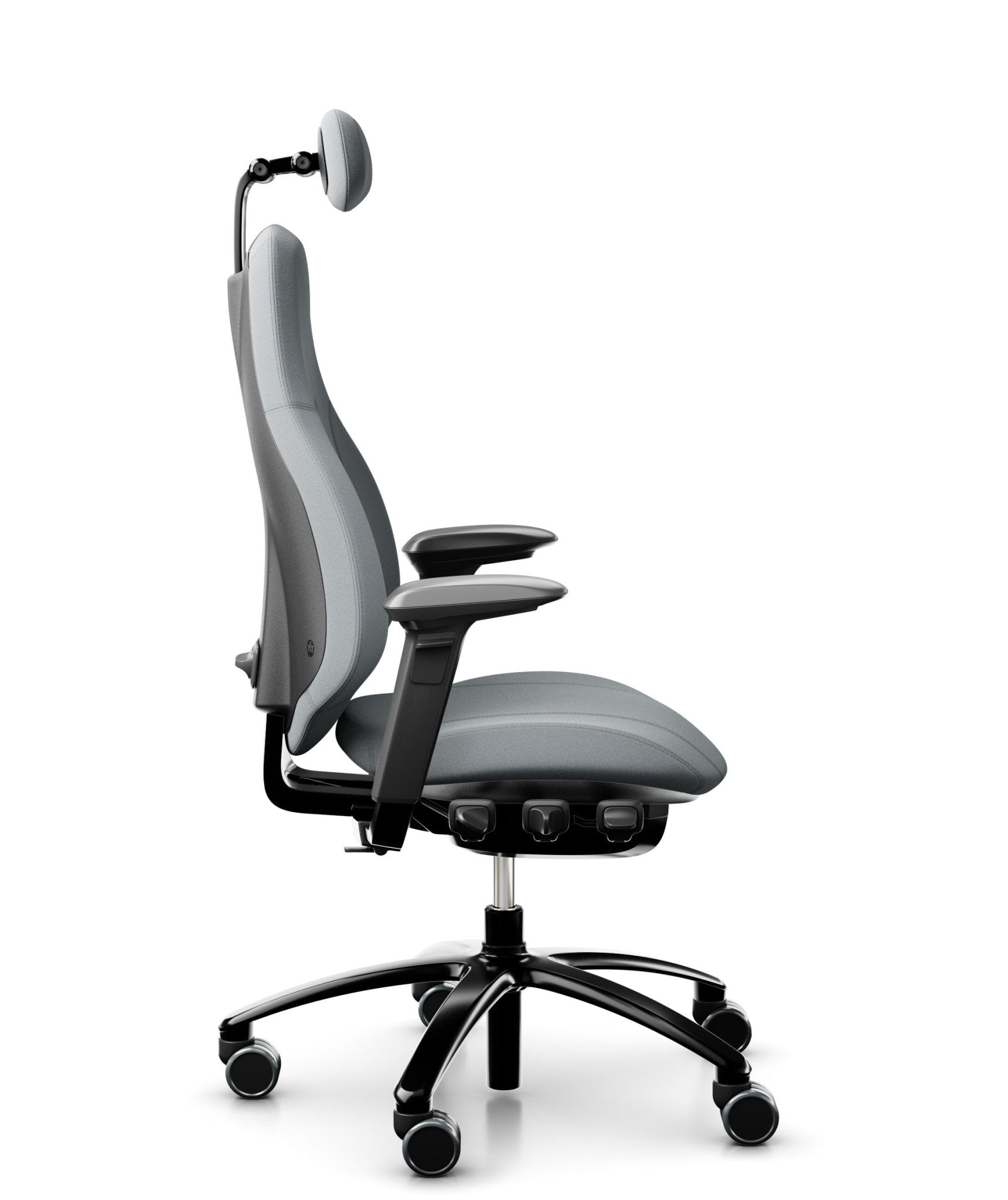 RH Mereo 220 Black Fabric Grey Office Chair - Ergonomic Mesh Back Executive Desk Chair with Adjustable Height for Home Office, Conference Room & Workspace