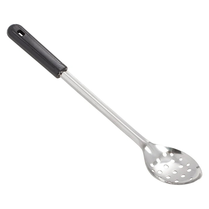 Winco BSPB 15 Perforated Basting Spoon with Black Handle - Professional Kitchen Tool for Basting, Frying & Serving - Ideal for Restaurants, Catering & Home Cooking