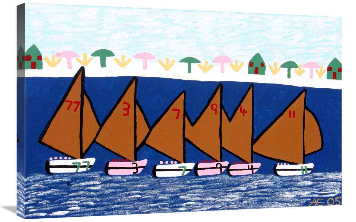 24 x 36 Inch Montaque Beach Races Wall Art Print by Ulrick Fox - Coastal Decor for Living Room, Bedroom & Office