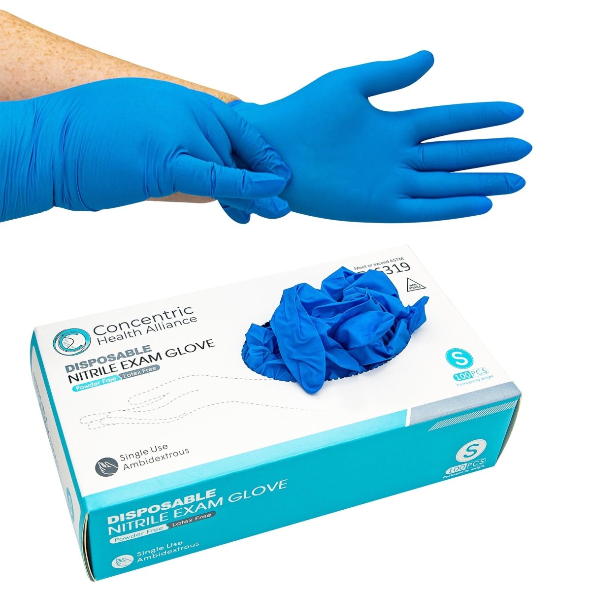 Premium Nitrile Exam Gloves - 100 Pcs, Powder-Free, Latex-Free, Disposable Medical Gloves for Healthcare, Tattoo, Food Handling & Cleaning - Comfortable & Durable Safety Gloves for Professionals & Home Use