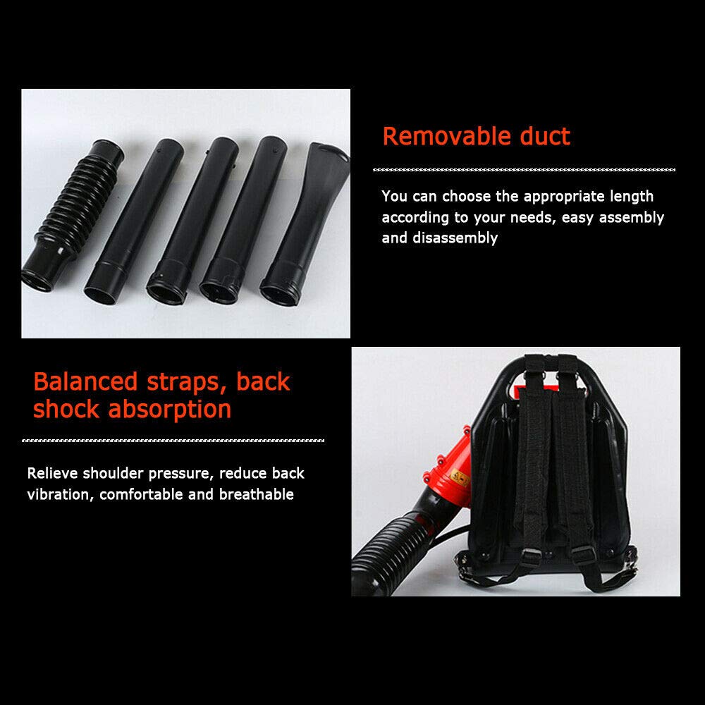 42.7CC 2-Stroke Gas Powered Backpack Leaf Blower - Commercial Grade for Grass, Sand, Gravel & Snow - Lightweight Orange Lawn Blower (USA) - Perfect for Yard Cleanup, Landscaping & Winter Snow Removal