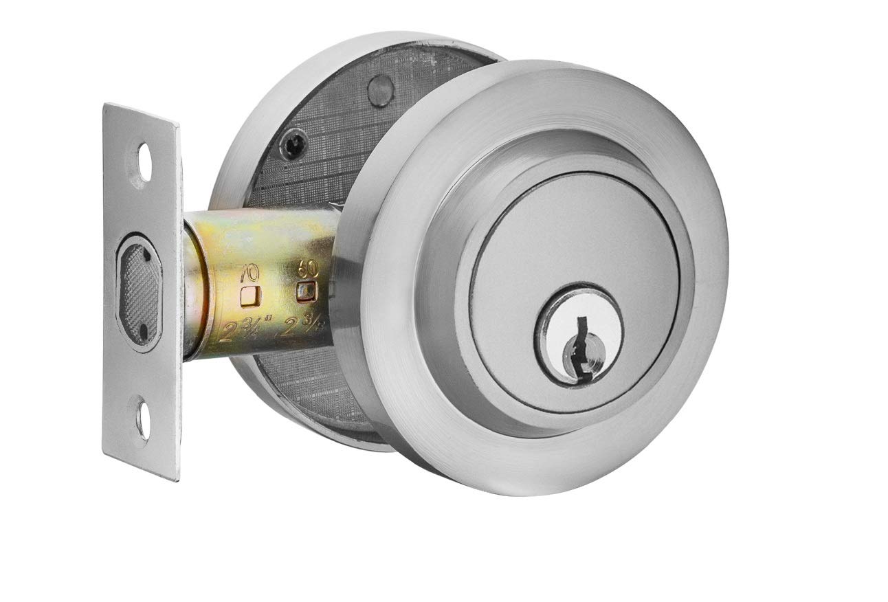 Berlin Modisch Satin Nickel Entry Lever Door Handle & Single Cylinder Deadbolt Lock Set - Heavy Duty for Front Doors & Offices (Right/Left Handed) | Secure Home & Commercial Access Solution
