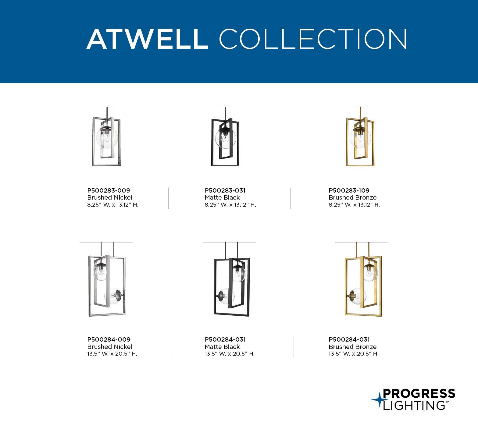 Atwell Collection 1-Light Clear Glass Modern Pendant Light Fixture with Brushed Nickel Finish - Perfect for Kitchen Island, Dining Room, and Entryway Lighting