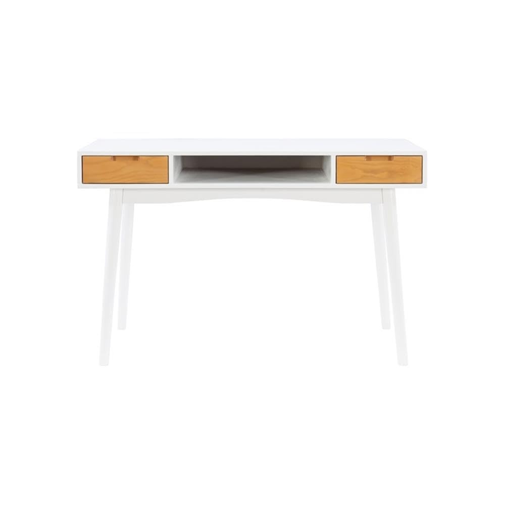 Linon Perry White Wood Two-Drawer Writing Desk - Compact Home Office Desk for Small Spaces, Study & Workstation Use