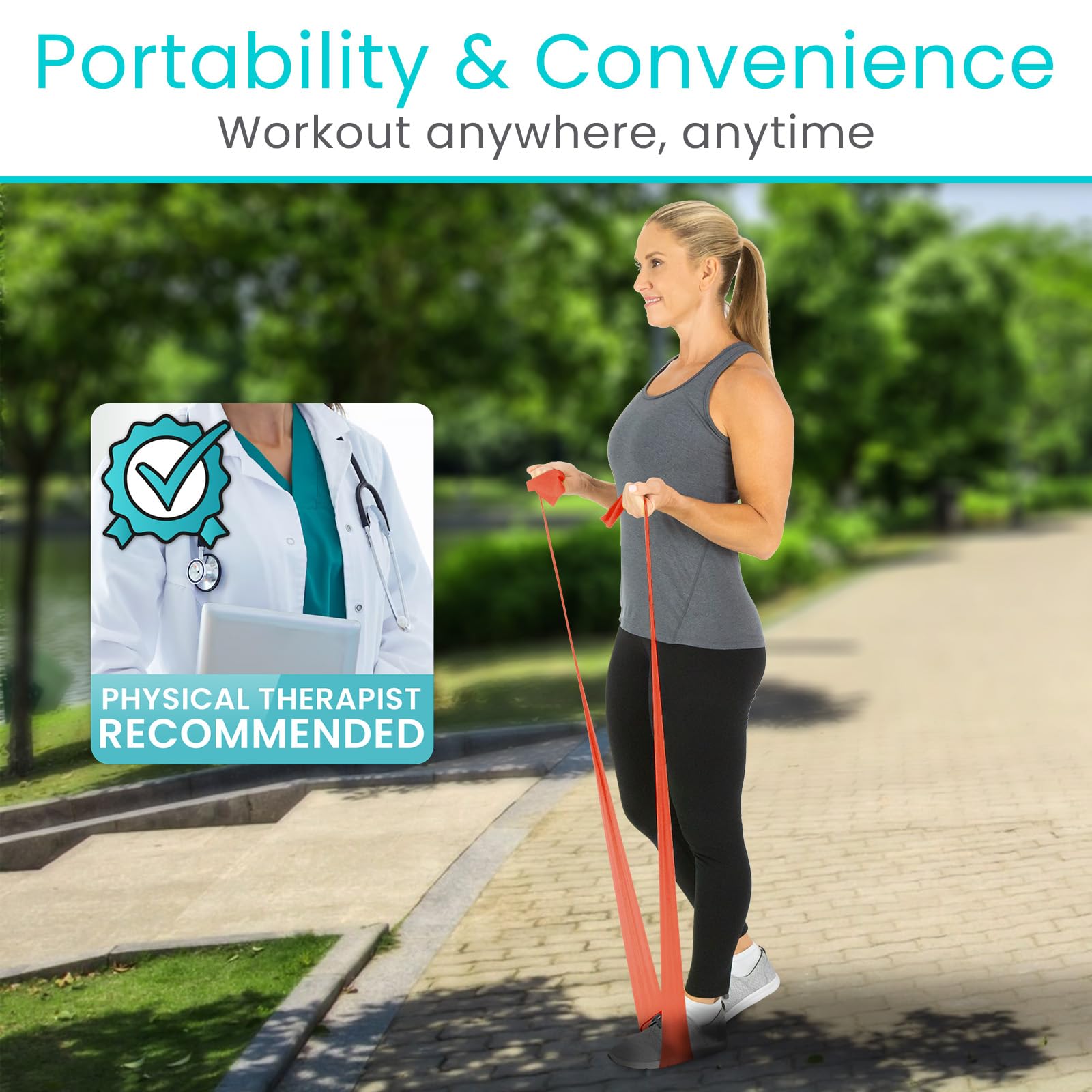 Vive Professional Resistance Bands - 25 Yard Non-Latex Roll for Physical Therapy, Strength Training & Rehabilitation - Upper & Lower Body Workout Elastic Bands for Women & Men - Perfect for Home Gym, Yoga, Pilates and Fitness Training