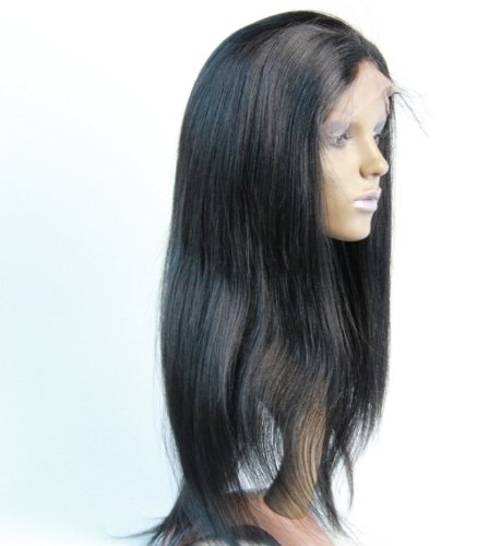 DaJun Hair 24 Inch Full Lace Virgin Human Hair Wigs for Women - 100% Peruvian Remy Hair Yaki Straight Style in Jet Black (#1) | Perfect for Daily Wear, Cosplay & Special Occasions