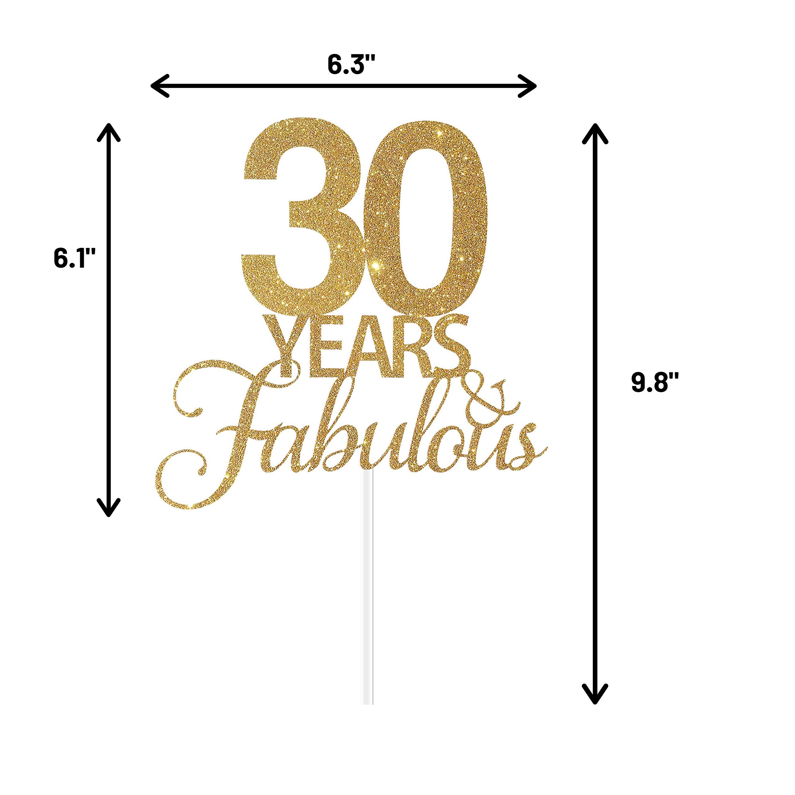 30th Birthday Cake Topper - Elegant Gold Glitter Anniversary Cake Decor for 30 Years Celebration - Perfect for Milestone Birthdays & Anniversaries
