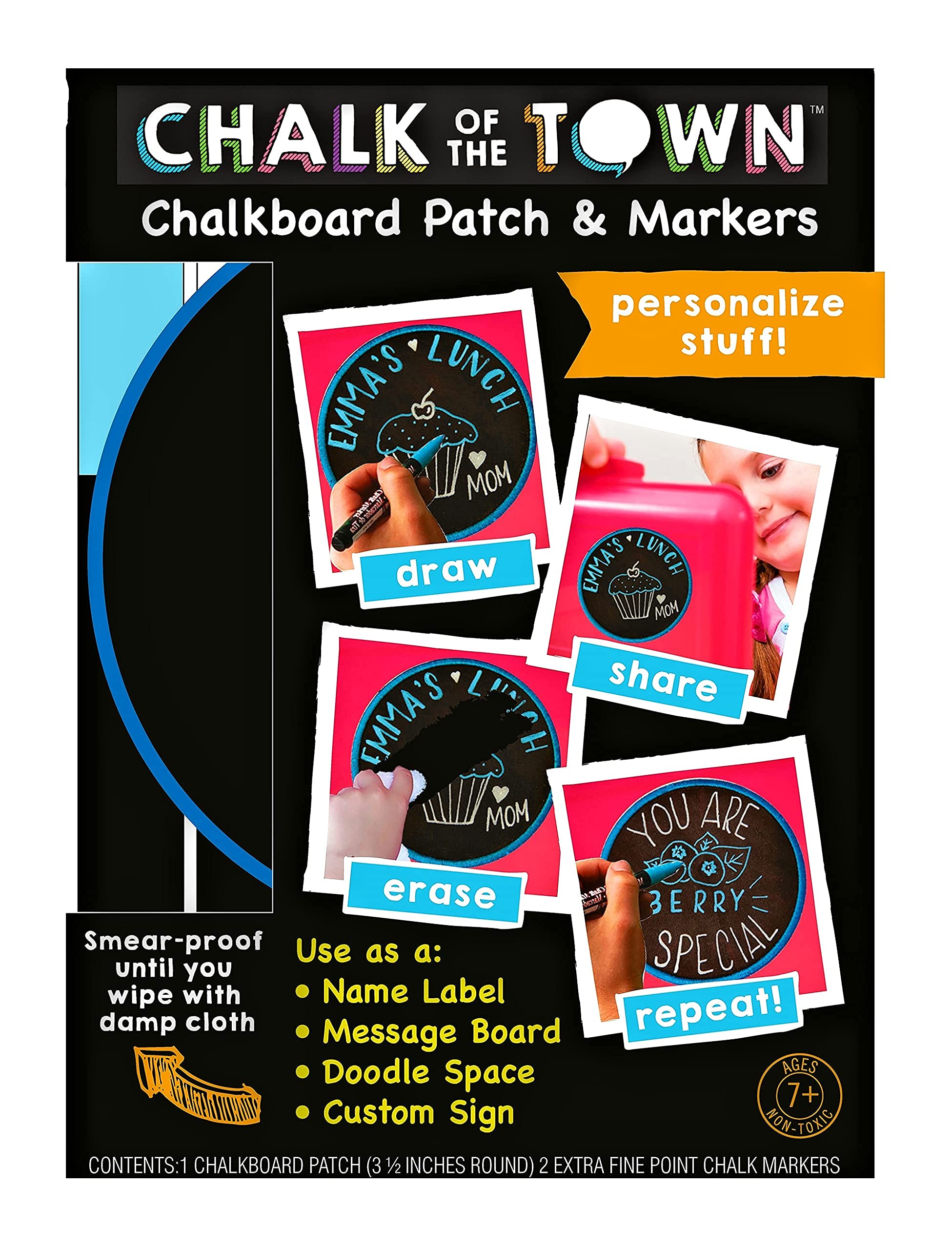 Reusable Chalkboard Sticker for Laptops, Lockers & Lunch Boxes - Includes 2 Chalk Markers - Perfect for School, Office & Home Organization