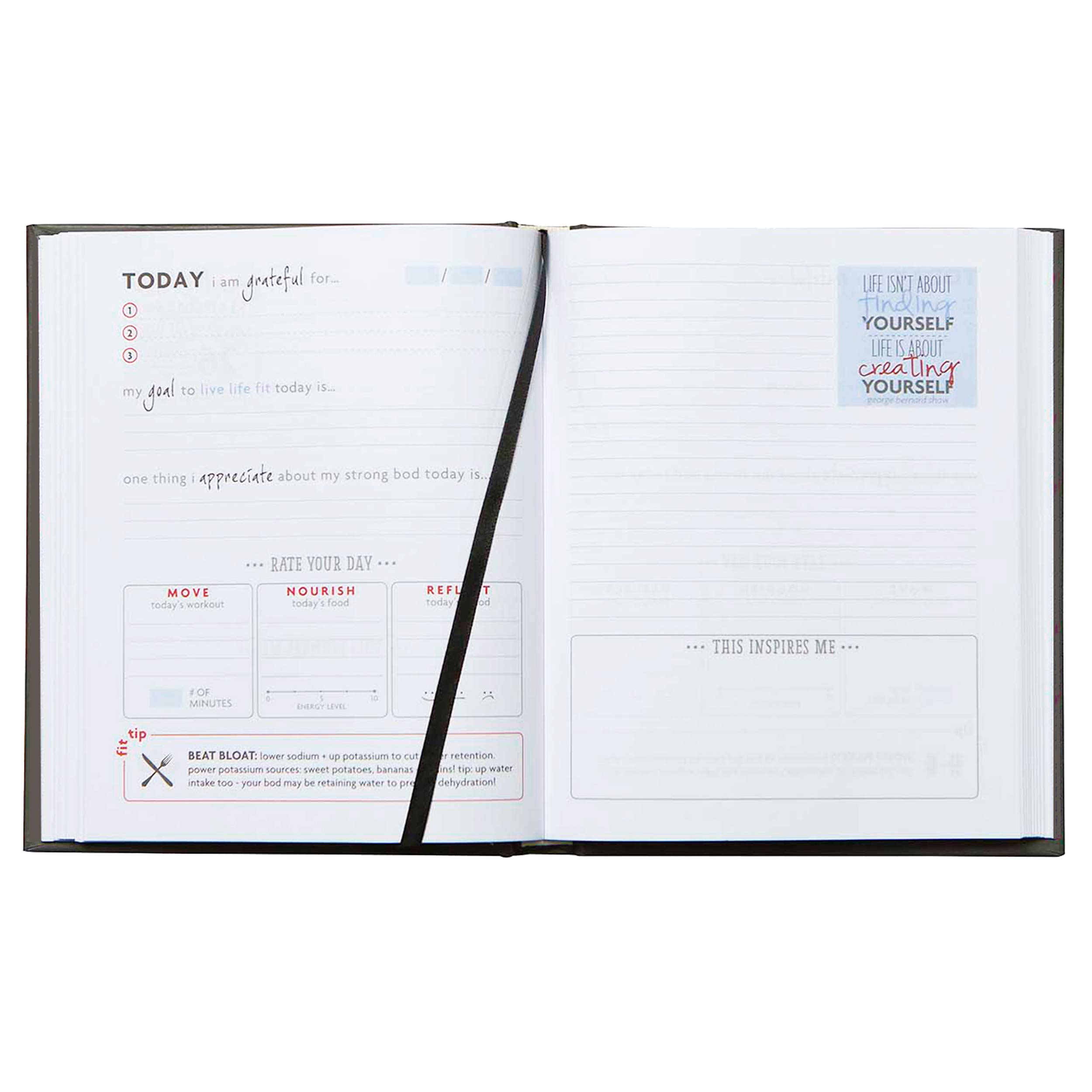 Fitspiration 'Fit Happens' Fitness Goal Tracker & Gratitude Journal - Daily Workout Planner & Mindfulness Diary for Gym Motivation & Self-Care Routine
