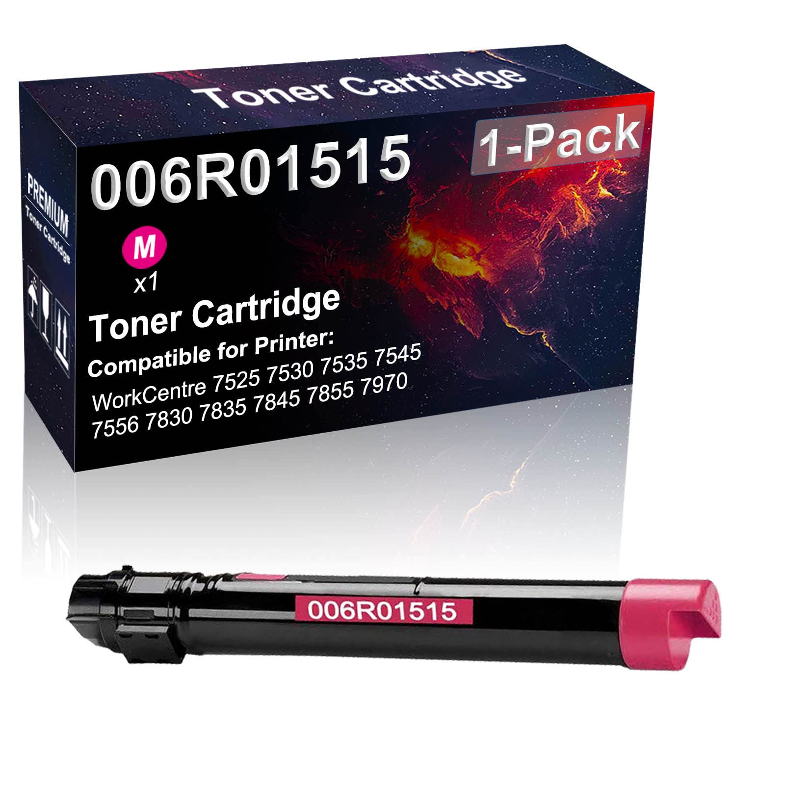 High-Yield Compatible 006R01515 Magenta Laser Toner Cartridge (1-Pack) for Xerox WorkCentre 7830/7835/7845/7855/7970 Printers - Office & Home Printing, Documents, Reports, Presentations