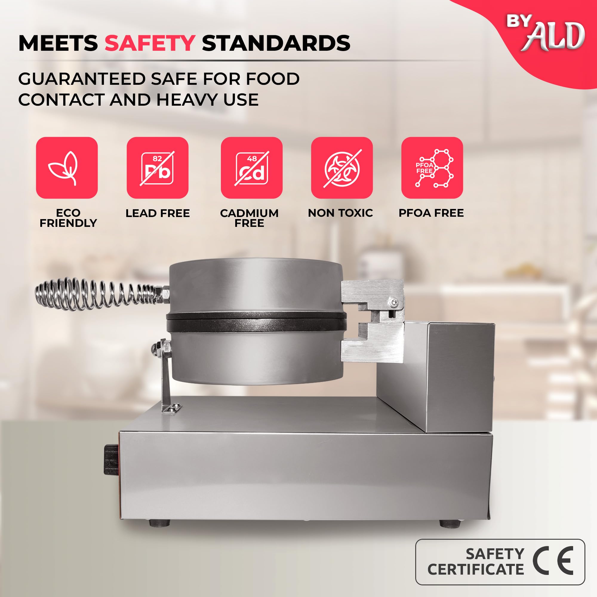 ALDKitchen Waffle Cone Maker Machine - Electric Ice Cream Cone Maker with Non-Stick Plates for Homemade Desserts | Perfect for Parties, Ice Cream Shops & Home Baking