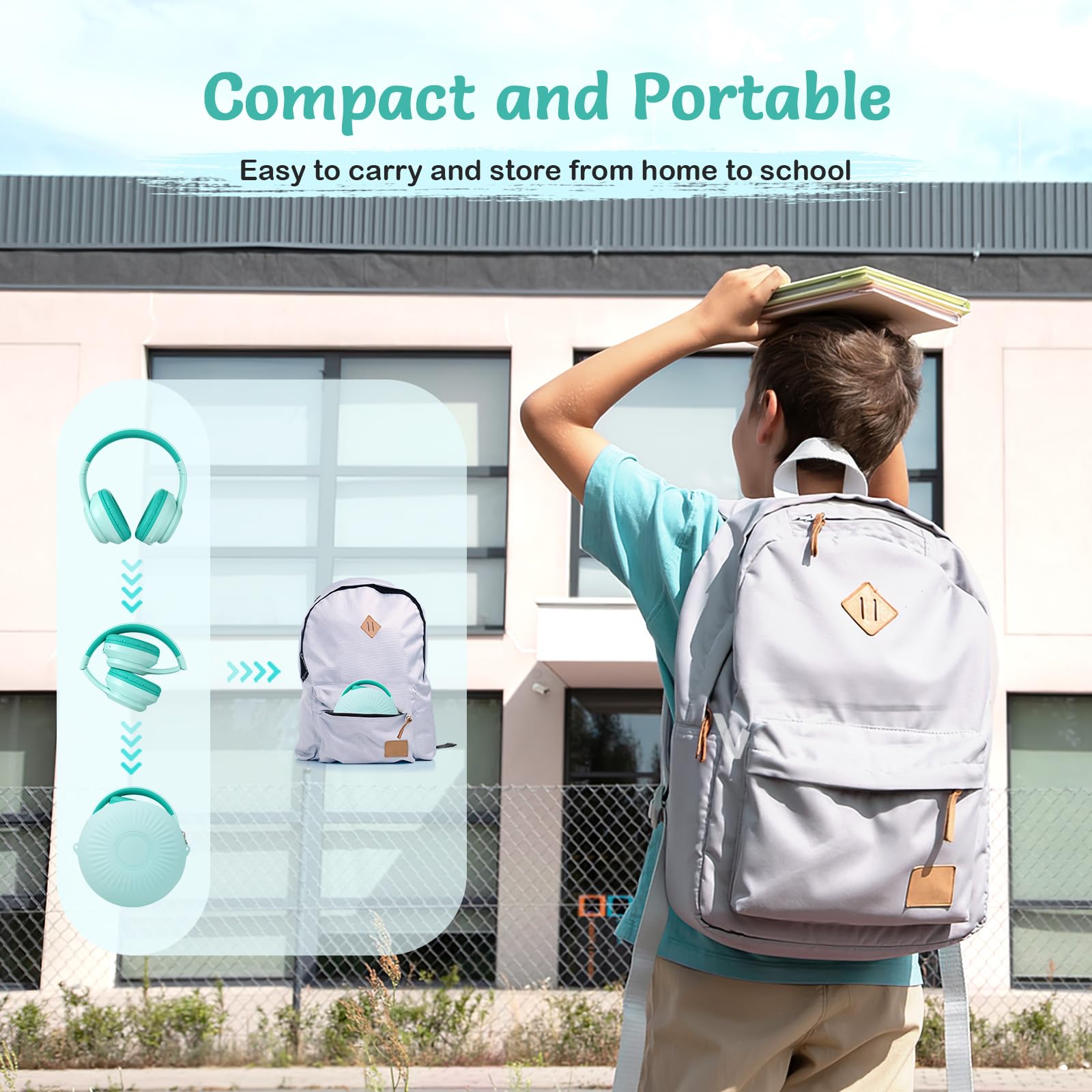 Best Kids Wireless Bluetooth Headphones with Active Noise Cancelling - 60H Playtime, Built-in Mic, Over-Ear Design for Home, School, Travel & Party - Includes Portable Carrying Case - Perfect for Learning, Gaming & Long Flights