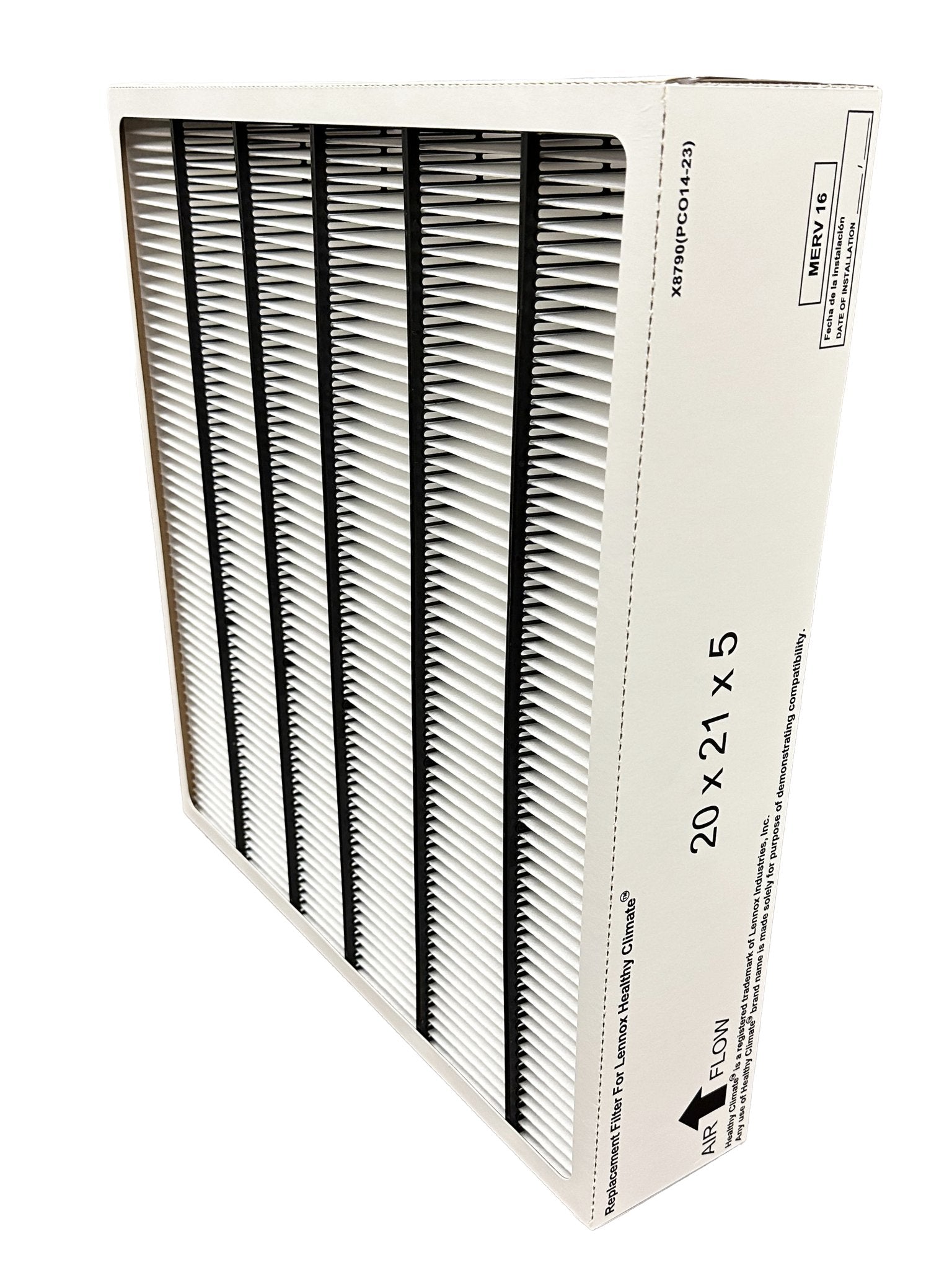 Lennox X8790 PureAir MERV 16 Pleated Furnace Filter 20x21x5 - Compatible with PCO14-23 | High Efficiency Air Filter for Home HVAC Systems | Improves Indoor Air Quality for Allergy Relief