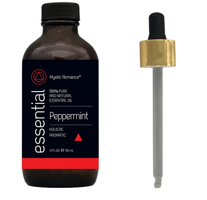Pure Peppermint Essential Oil 4oz - 100% Natural Aromatherapy Oil for Diffusers, Massage & Stress Relief | USDA Certified Organic