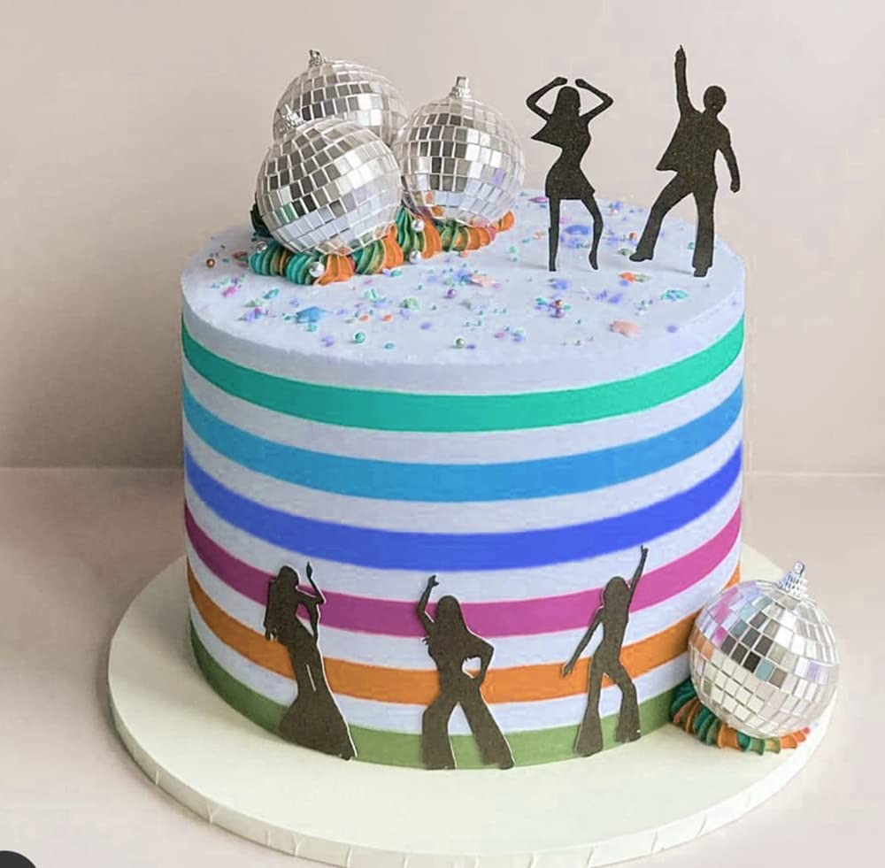 JeVenis 19-Piece Disco Party Cake Topper Set - Disco Ball & Dancing Figures for Birthday, Wedding, and Music Themed Cakes - Perfect for Disco Night, Dance Party Decorations, and Celebration Favors