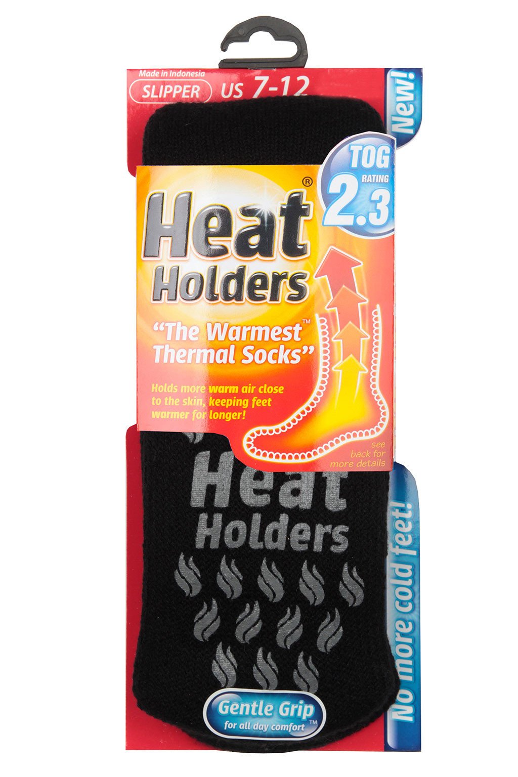 Heat Holders Men's Thermal Gripper Sole Socks - Size 7-12 US - Black & Grey - Ultra Warm Winter Socks for Outdoor Activities, Hiking & Cold Weather Comfort