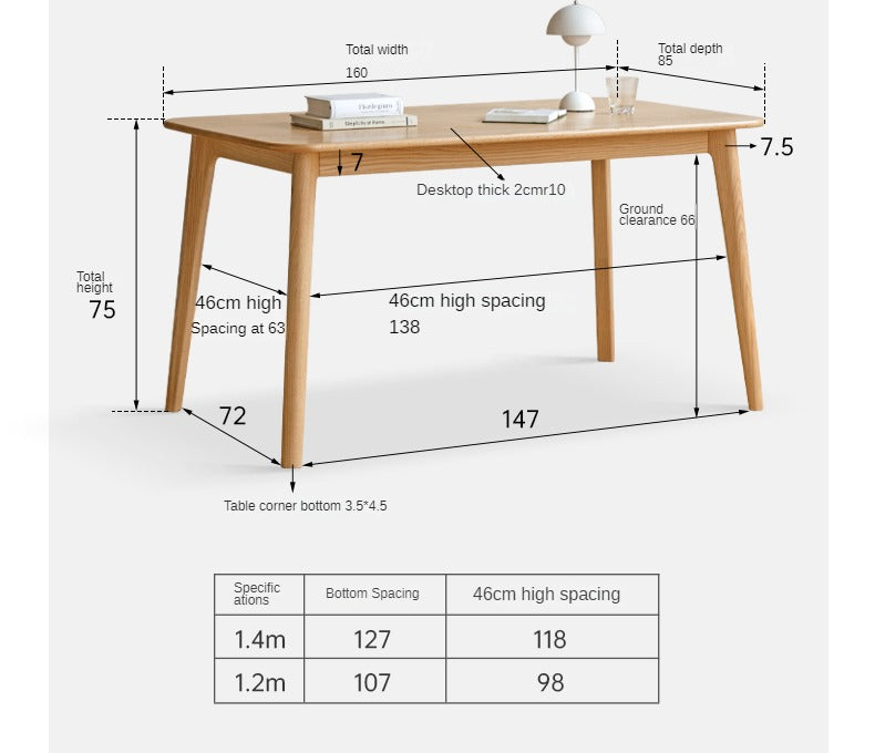 Solid Oak Wood Modern Rectangular Dining Table - Rustic Farmhouse Style for Kitchen, Dining Room & Small Spaces | Durable & Stylish Home Furniture