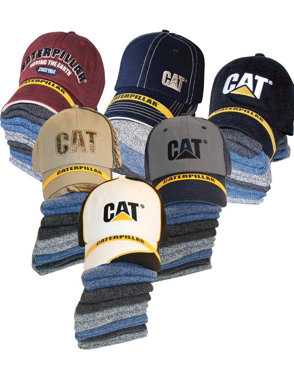 **CAT Cap & 6-Pack Socks Bundle - Stylish Hat and Comfortable Socks for Men & Women - Perfect for Work, Outdoor Adventures, and Casual Wear**