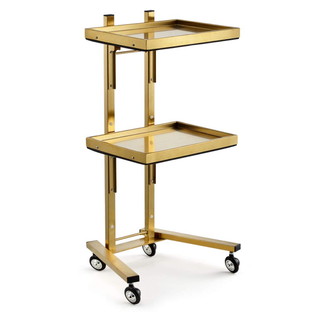 Professional Stainless Steel Hairdressing Cart - Portable Beauty Salon Trolley with Folding Table & Golden Wheels for Hair Stylists, Barbers & Home Use - Perfect for Salon, Mobile Services & Home Hair Care