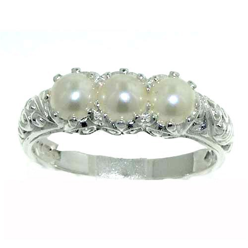 925 Sterling Silver Cultured Pearl Women's Band Ring - Elegant Stackable Ring for Everyday Wear, Gift for Her, Wedding, Anniversary & Special Occasions