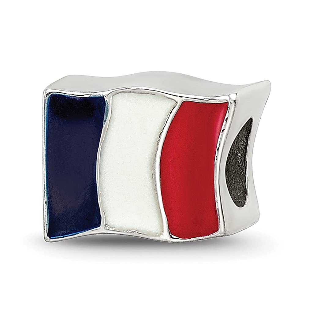 925 Sterling Silver French Flag Charm Bead for Bracelet - Enameled Travel Jewelry Gift for Women | Perfect for Travel Lovers & Souvenir Collectors