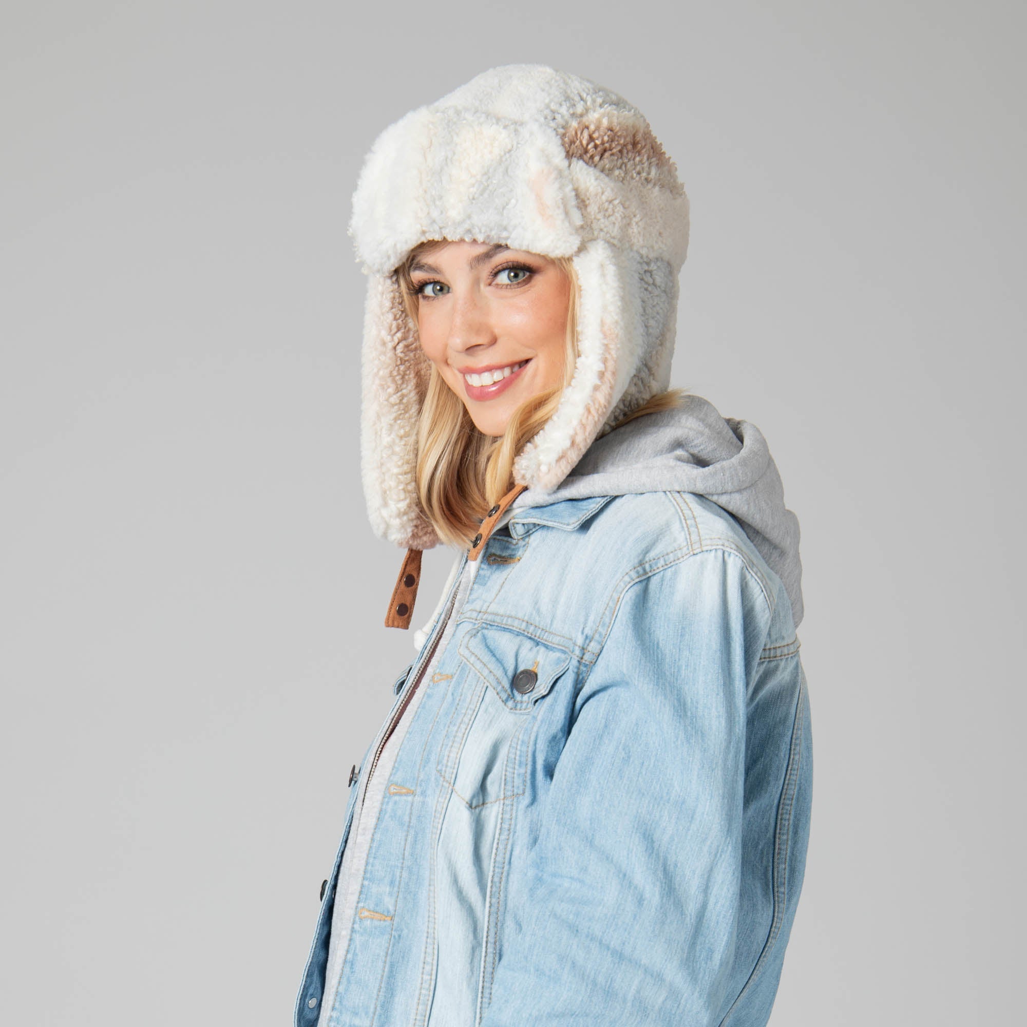 Abstract Pastel Patterned Fleece Trapper Hat - Soft Winter Beanie for Women & Men - Cozy Outdoor Activities, Skiing, Hiking, and Casual Wear