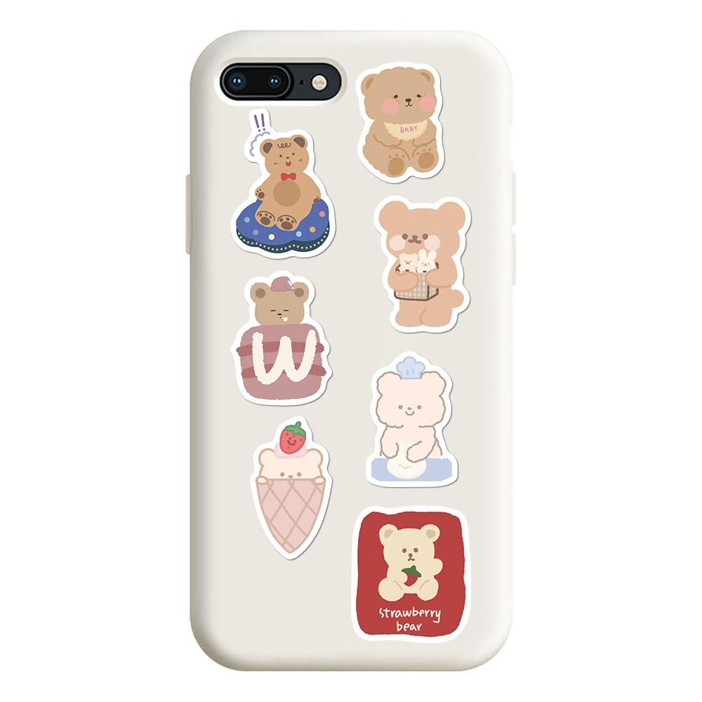 100pcs Kawaii Happy Bear Stickers Set - Cute Small Cardstock Decorative Masking Stickers for Planners, Journals, Scrapbooks & DIY Crafts - Perfect for Personalizing Notebooks, Gift Wrapping & School Projects