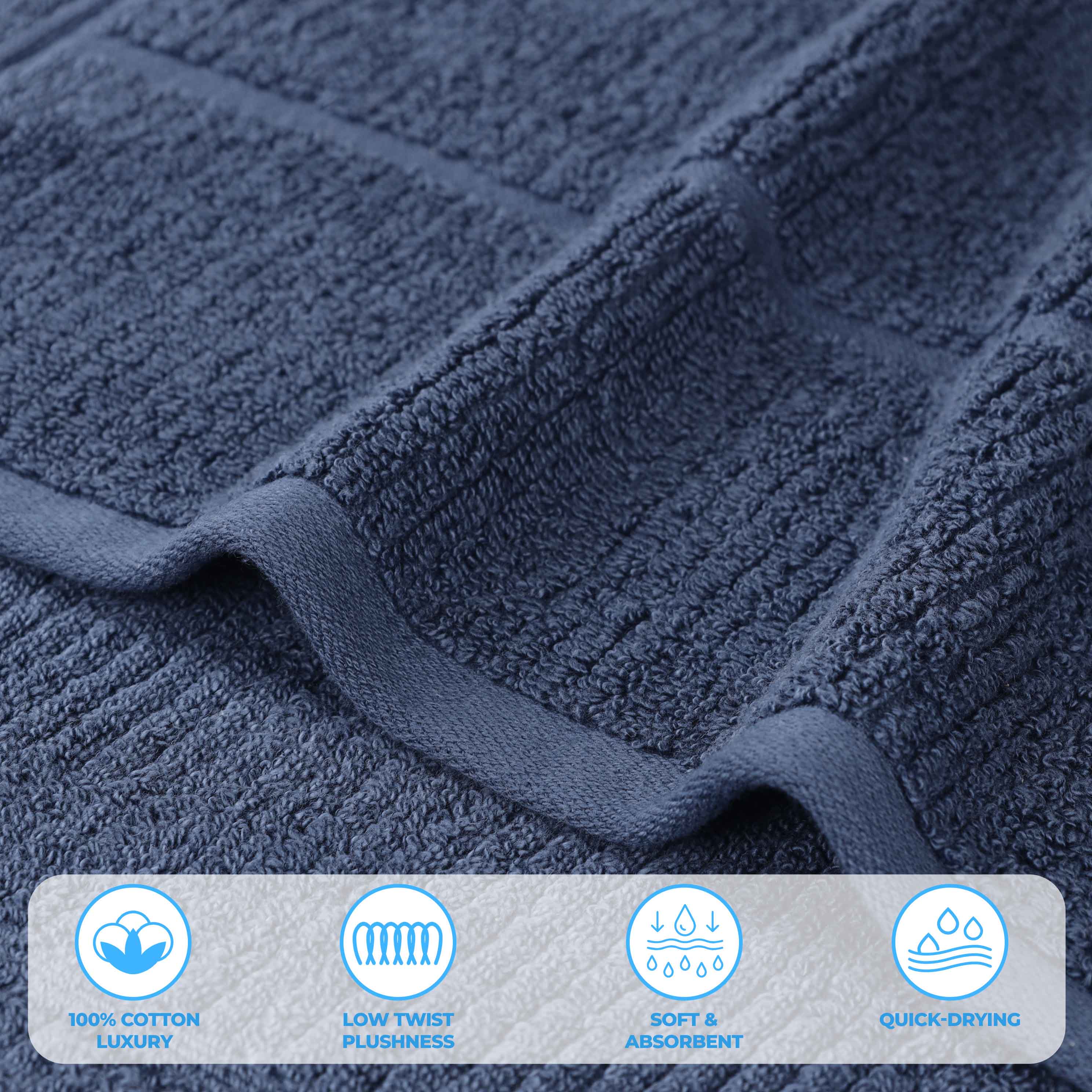Milo Smart Twist Cotton Solid Ribbed Design Bath Sheets, Set of 2 - Ultra Soft & Absorbent Luxury Towels for Spa, Bathroom & Beach Use
