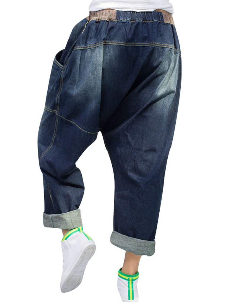 **Yolee Women's High Waist Harem Pants - Loose Fit Big Crotch & Ripped Design for Casual Wear, Yoga, and Lounge Comfort**