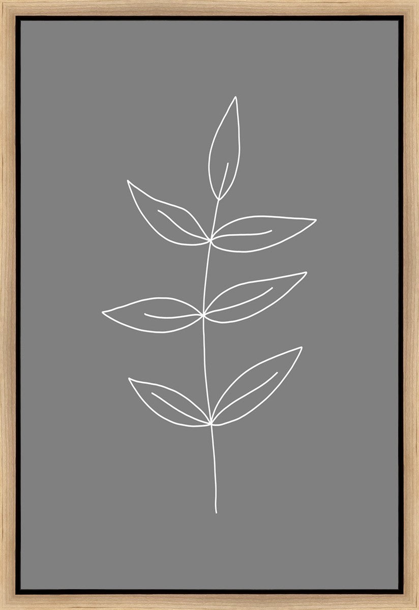 Minimalist Leaves Gray Gallery Wrap Canvas Art - Modern Home Decor for Living Room, Bedroom & Office
