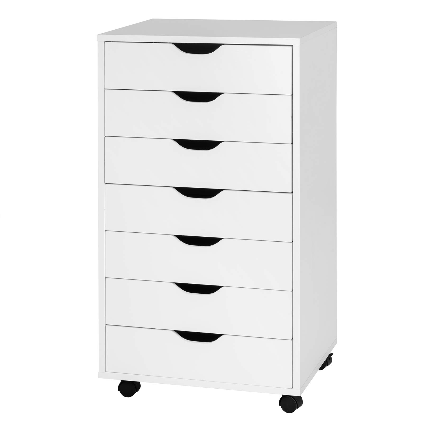 Giantex 7-Drawer Mobile File Cabinet with Wheels - White Lateral Storage Organizer for Home & Office (19”x15.5”x34.5”) - Perfect for Document Storage, Office Supplies & Craft Organization
