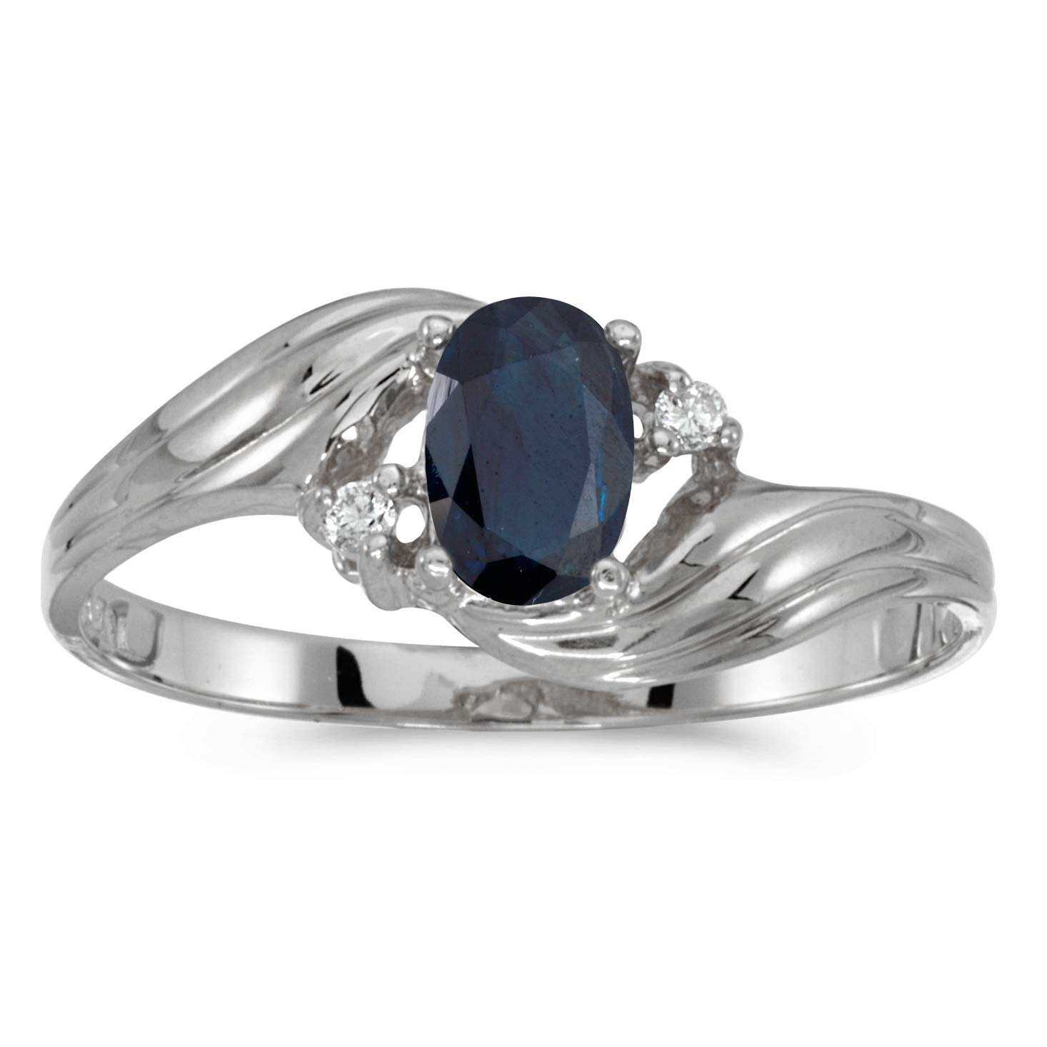 10K White Gold Oval Sapphire and Diamond Ring for Women - Elegant Engagement, Wedding, Anniversary Jewelry Gift