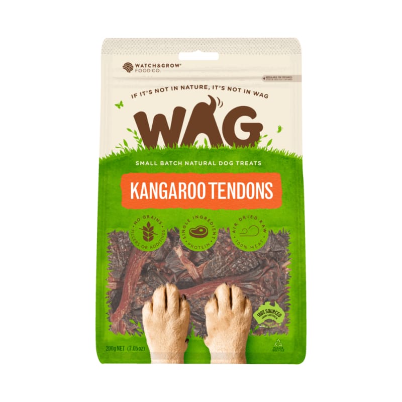 Premium WAG Kangaroo Tendons Air-Dried Dog Treats - 200g All-Natural Chews for Dogs - High-Protein, Grain-Free, Healthy Snacks for Training, Dental Care & Long-Lasting Chewing Fun