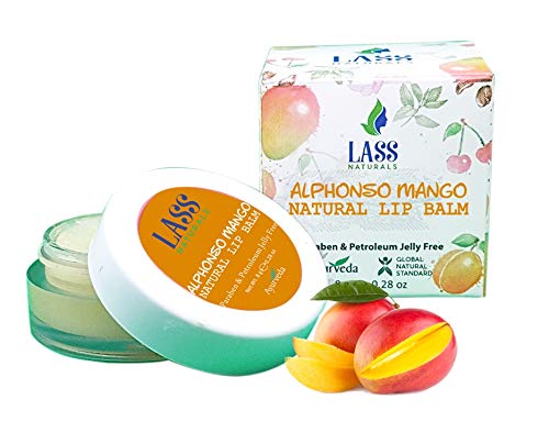 Lass Naturals Alphonso Mango Lip Balm - 100% Natural Herbal Lip Care for Dry, Chapped & Cracked Lips - 8g Moisturizing Lip Treatment - Perfect for Winter Skincare & Daily Hydration