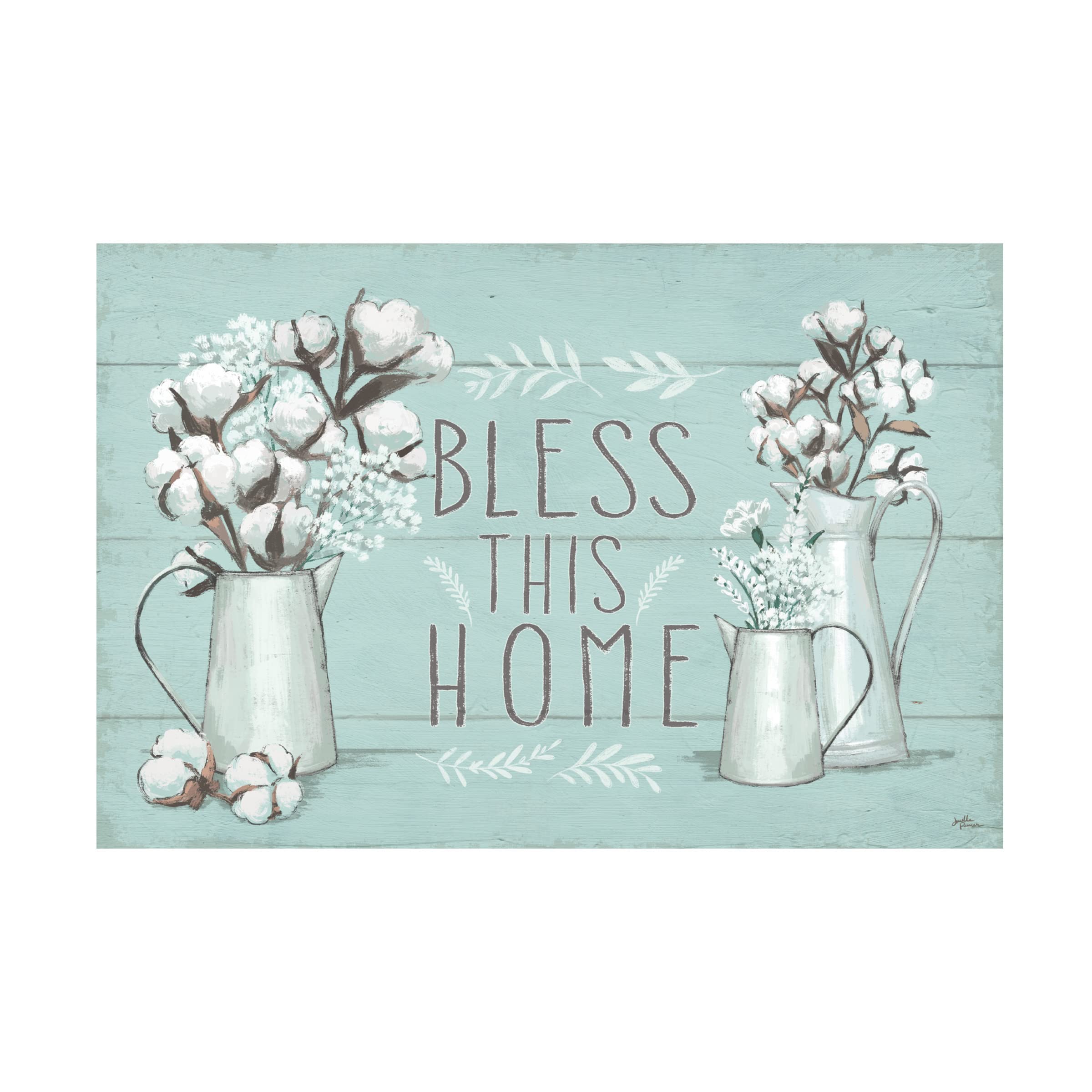 Blessed I Mint Canvas Wall Art by Janelle Penner - Religious Home Decor for Living Room, Bedroom & Office - Inspirational Christian Gift