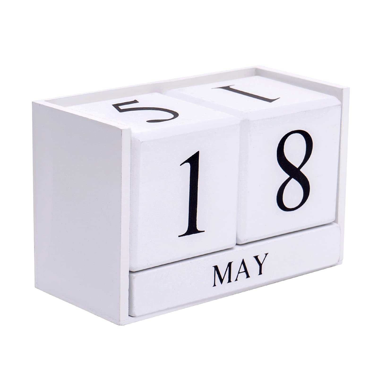 Notakia Wooden Perpetual Calendar - Large White Office Desk Calendar with Block Dates, Daily Planner for Home & Office Organization - Perfect for Desk Decor, Gift Giving, and Productivity Tracking