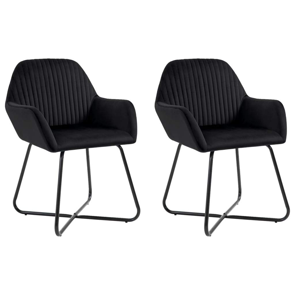 2-Pack Black Velvet Dining Chairs with Armrests & Backrest - Modern Powder-Coated Steel Frame for Kitchen, Living Room, Cafe, Bistro - Indoor & Outdoor Use - Perfect for Entertaining, Dining, and Relaxing