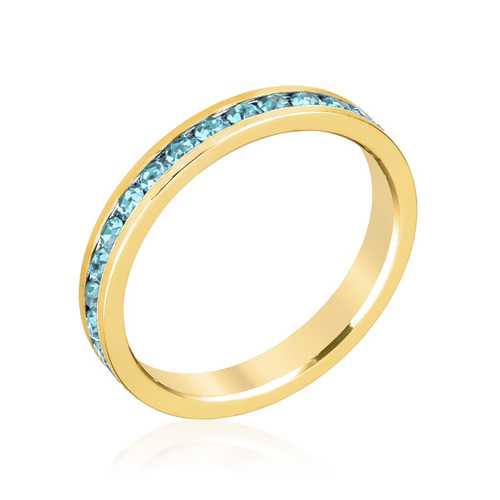 Elegant Stackable Aqua Crystal Gold Ring for Women - Trendy Layered Jewelry for Everyday Wear & Special Occasions