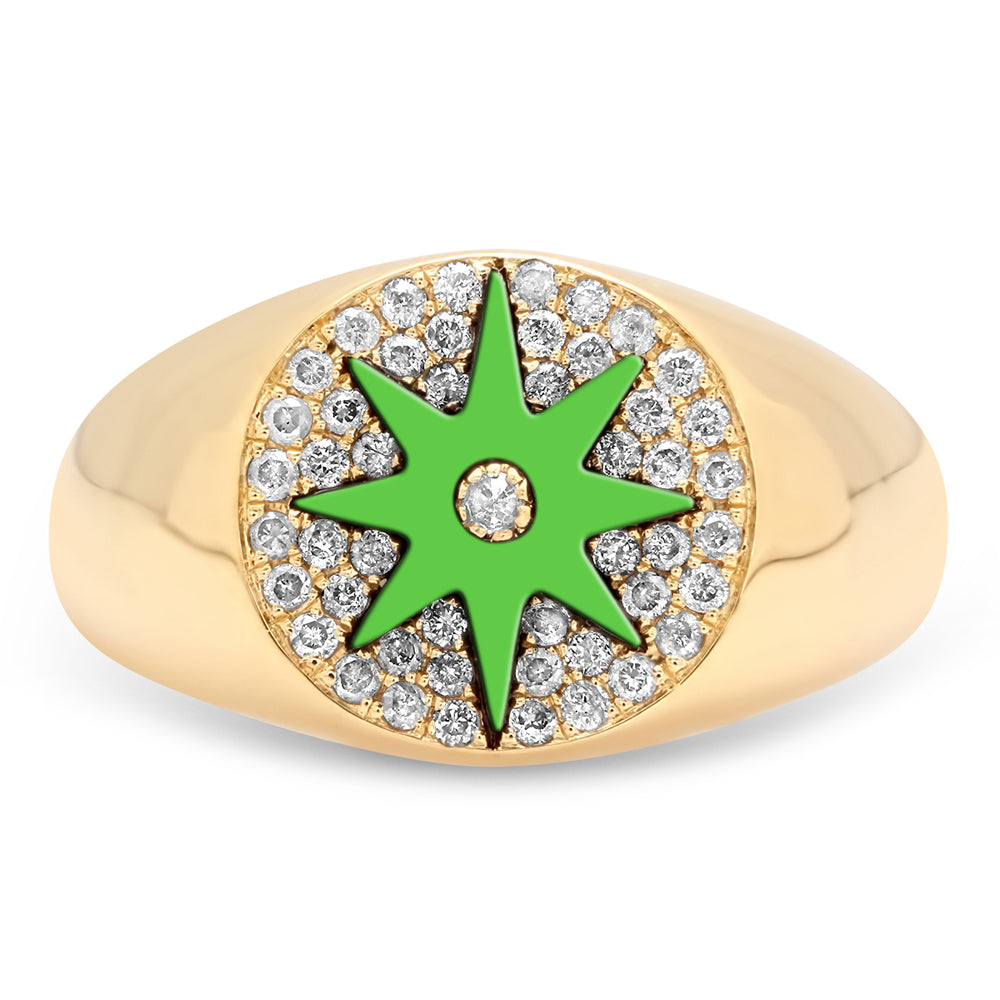 Vintage Enamel Star Signet Ring for Women - Zodiac & Astrology Jewelry - Perfect for Gifts, Birthdays, and Everyday Wear