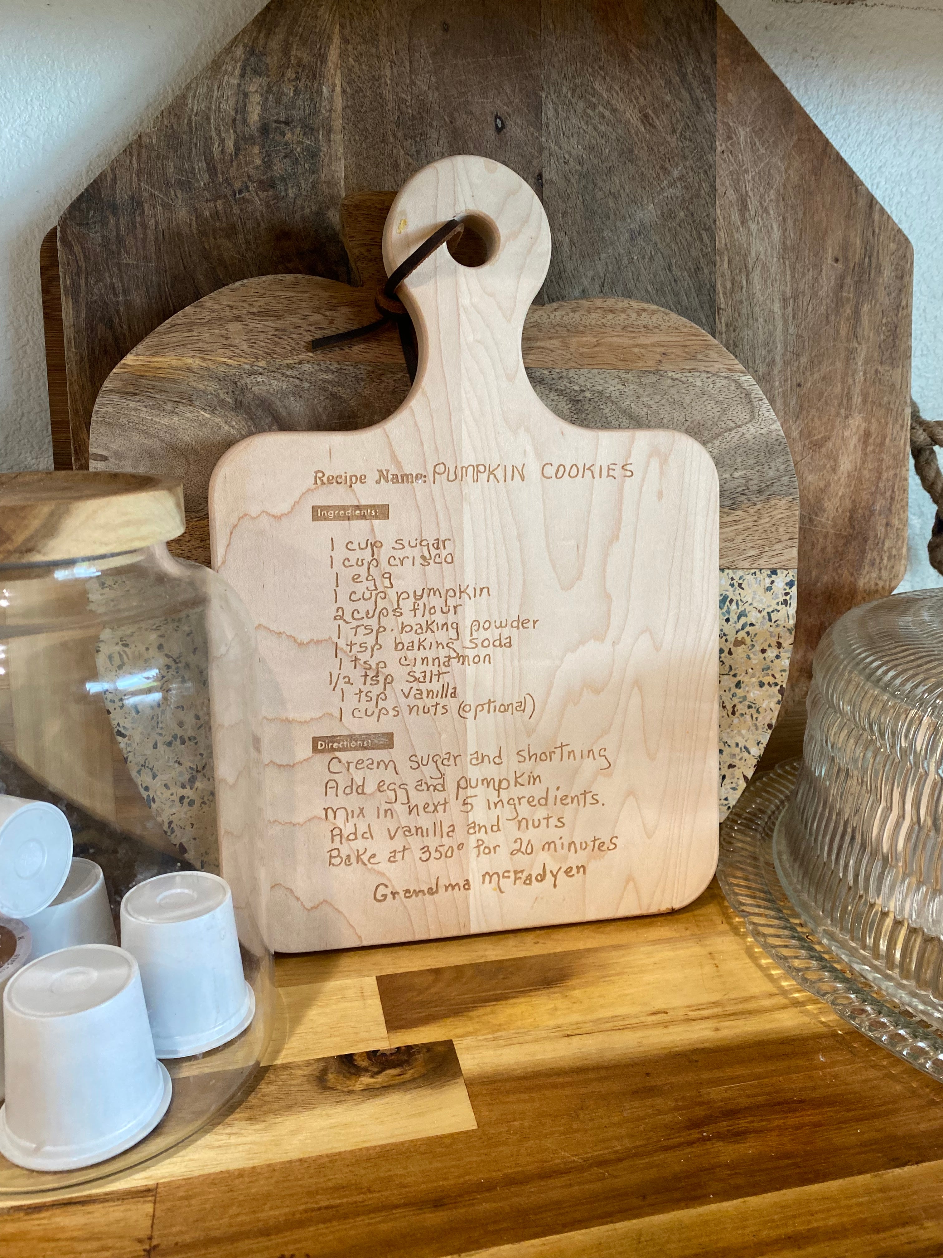 Personalized Engraved Maple Wood Recipe Board - 12