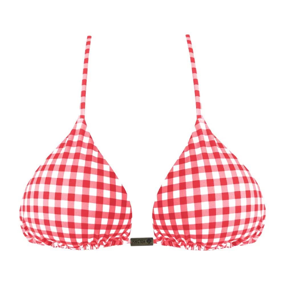 Stylish Red Vichy Plaid Brazilian Triangle Bikini Top - Sexy Swimwear for Beach, Pool & Summer Vacations